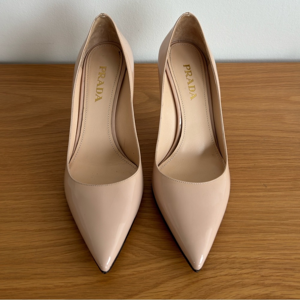 Prada nude patent pumps 85mm